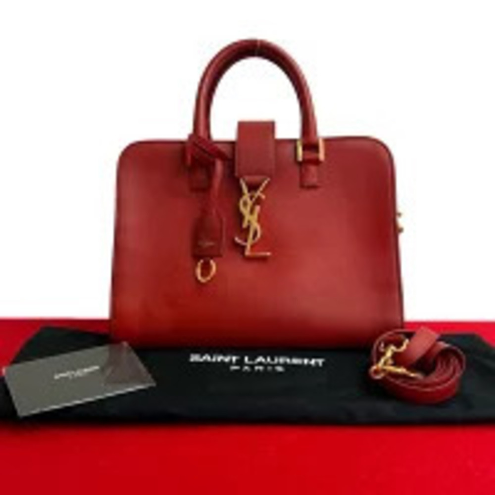 SAINT LAURENT PARIS Baby Cabas YSL Logo Leather Handbag Shoulder 378 2